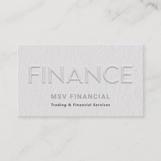 Finance Faux Embossed Modern Professional Photo Business Card (Front)