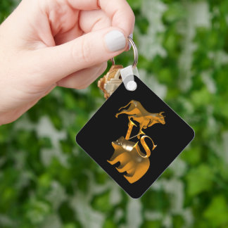 Finance Golden Bear Vs Bull Keychain