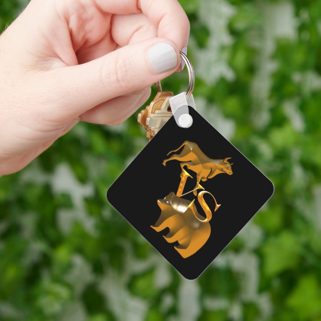 Finance Golden Bear Vs Bull Keychain (Hand)