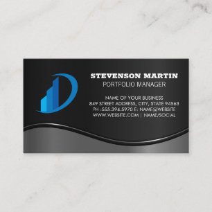 Finance Graph Bar Chart   Metal Wave Business Card