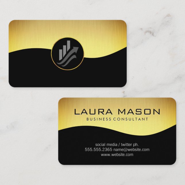 Finance Graph | Gold Black Business Card (Front/Back)