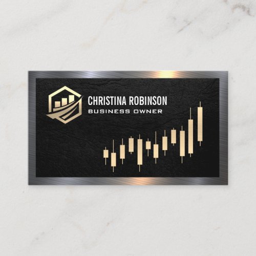 Finance Icon  Gold Candlestick Graph  Business Card