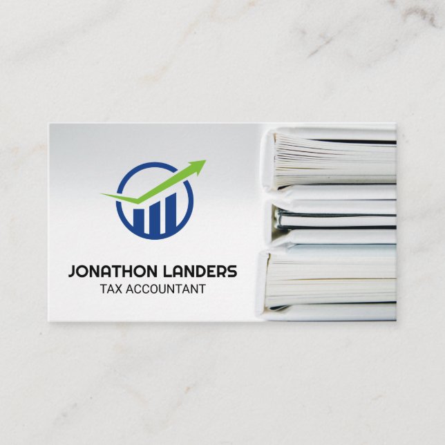 Finance Logo | Accountant Record Keeping Books Business Card (Front)