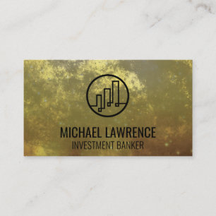 Finance Logo Gold Background Skyline Business Card