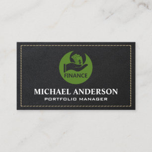 Finance Logo Leather Stitched Business Card