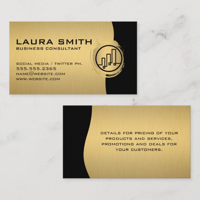 Finance Logo / Metallic Silver / Gold Monogram Business Card (Front/Back)