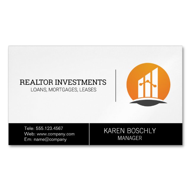 Finance Logo | Realtor Investor Business Card Magnet (Front)