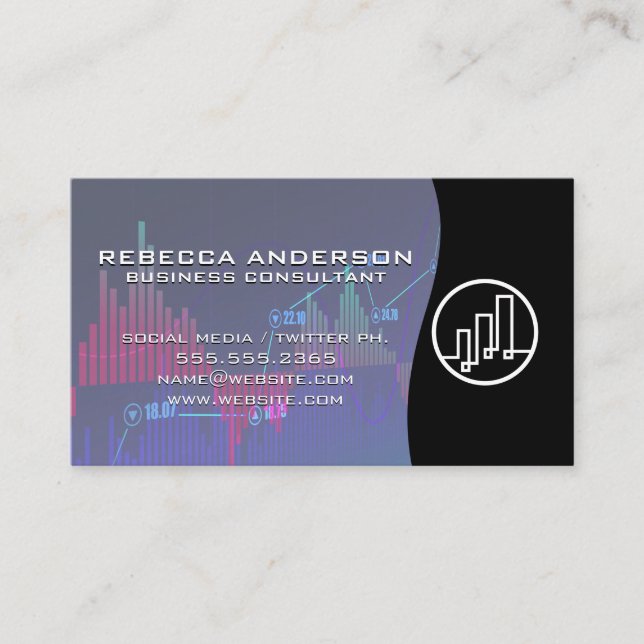 Finance Logo / Stock Market Graph Business Card (Front)