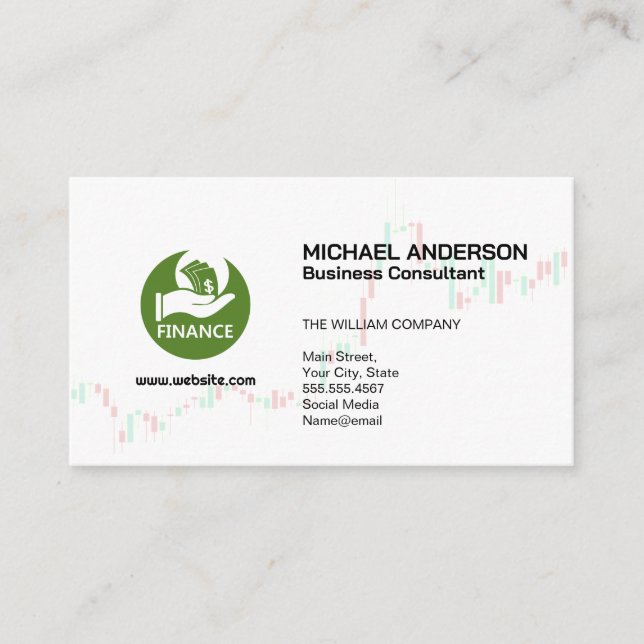 Finance Money Logo | Stock Chart Business Card (Front)