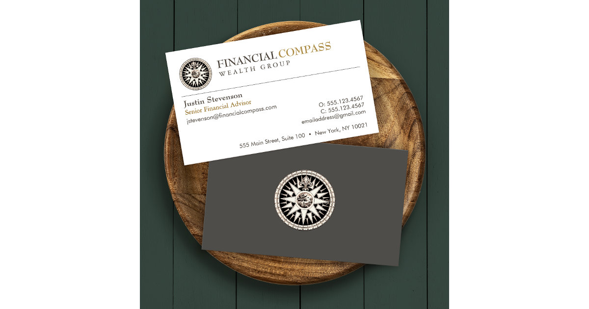 Financial Advisor Analyst Finance Compass Business Card Zazzle