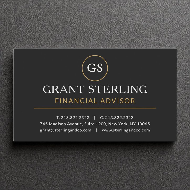 Financial Advisor Black Gold Luxury Modern Business Card