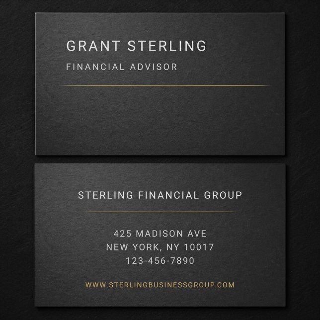 Financial Advisor Black Professional  Business Card (Creator Uploaded)