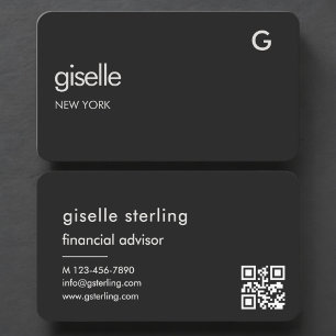 Financial Advisor Black QR Code Business Card