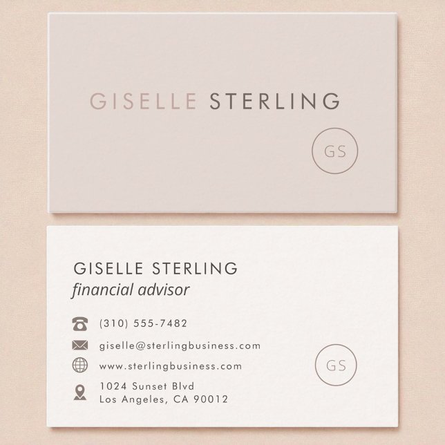 Financial Advisor Blush Pink Minimalist Luxury  Business Card (Creator Uploaded)
