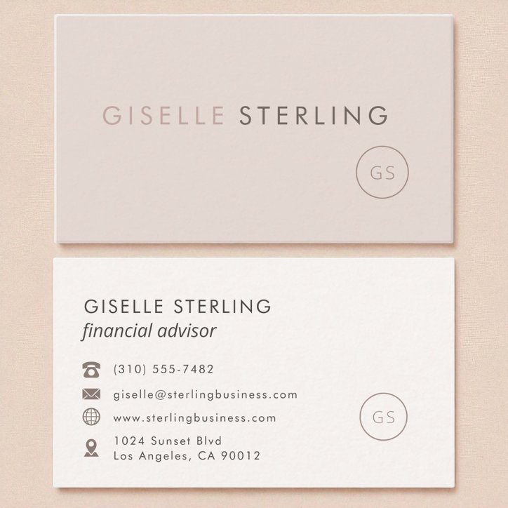 Financial Advisor Blush Pink Minimalist Luxury Business Card