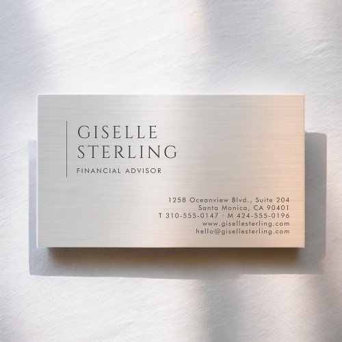 Financial Advisor Brushed Metal Business Card