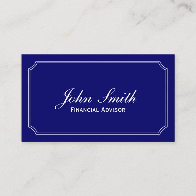 Financial Advisor Classic Blue Consultant Business Card (Front)