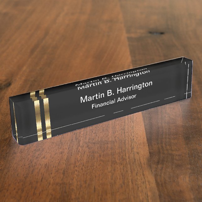 Financial Advisor Classy Desk Name Plate (Side)