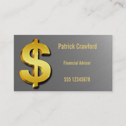 Financial Advisor Golden Dollar Sparkling Sign Business Card