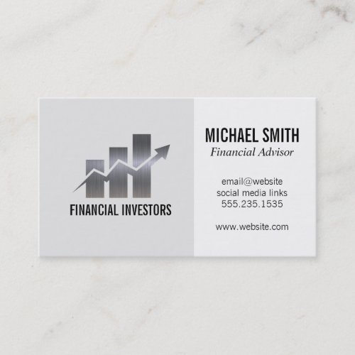 Financial Advisor  Investments  Bar Chart Business Card
