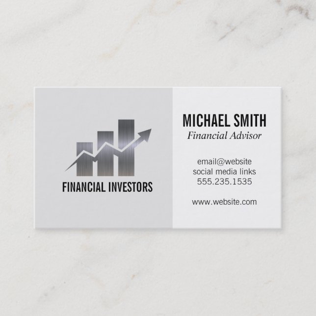 Financial Advisor | Investments | Bar Chart Business Card (Front)