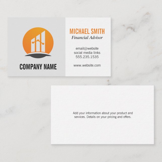 Financial Advisor | Investments | Graph Chart Business Card (Front/Back)