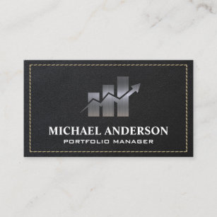 Financial Advisor   Leather Stitched Business Card