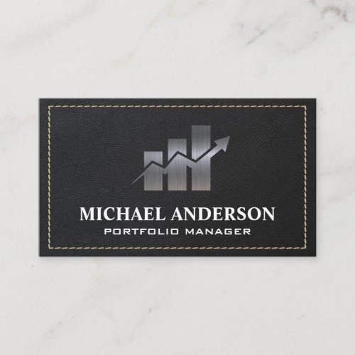 Financial Advisor  Leather Stitched Business Card