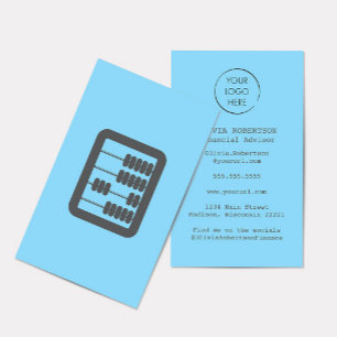 Financial Advisor Logo Abacus Blue and Gray Business Card