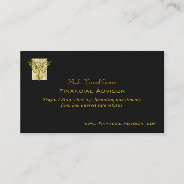 Financial Advisor luxury gold on black Phoenix Business Card (Front)