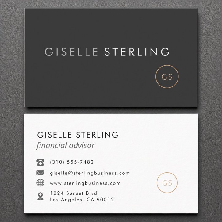 Financial Advisor Minimalist Luxury Black Business Card