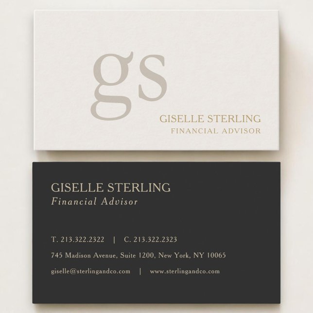 Financial Advisor Monogram Professional Business Card (Creator Uploaded)