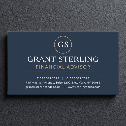 Financial Advisor Navy Blue Gold Luxury Modern Business Card Financial Advisor Navy Blue Gold Luxury Modern Business Card