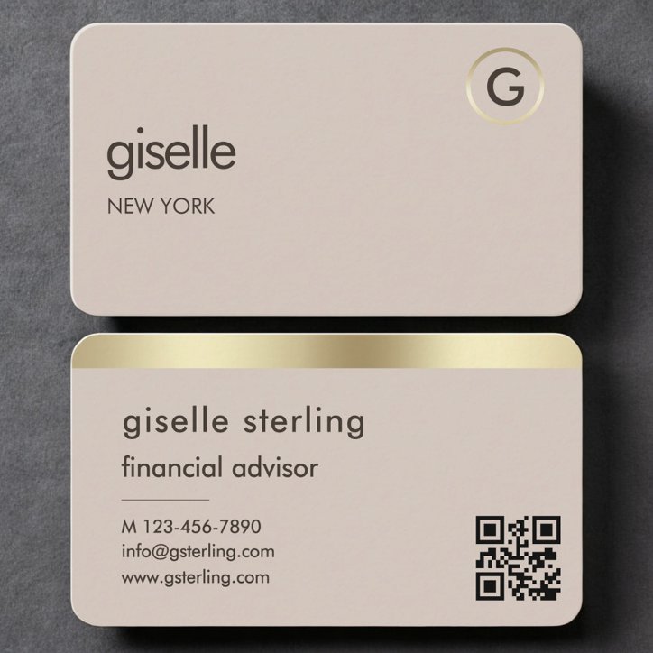 Financial Advisor Neutral Gold QR Code Business Card