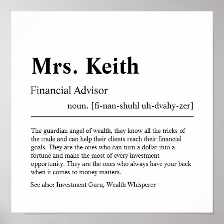 Financial Advisor Personalized Gift Poster
