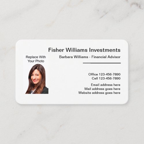 Financial Advisor Photo Business Cards Template