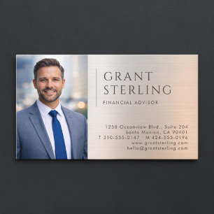 Financial Advisor Photo Metallic Business Card