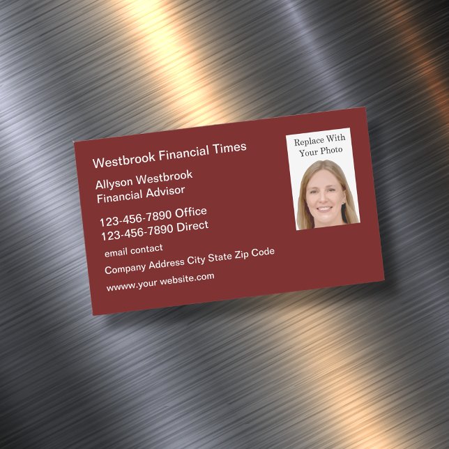 Financial Advisor Photo Template Business Card Magnet (Creator Uploaded)