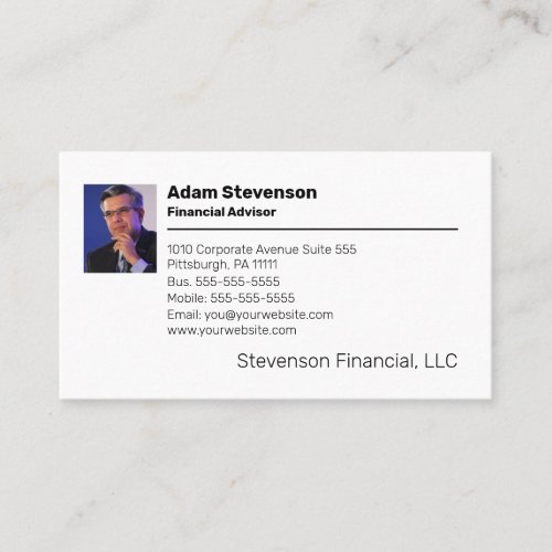 Financial Advisor  Planner Professional Business  Business Card