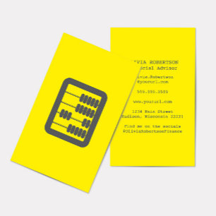 Financial Advisor Vintage Abacus Yellow and Gray Business Card