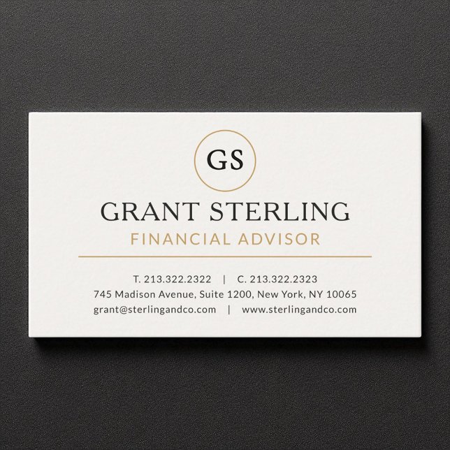 Financial Advisor White Gold Luxury Business Card (Creator Uploaded)