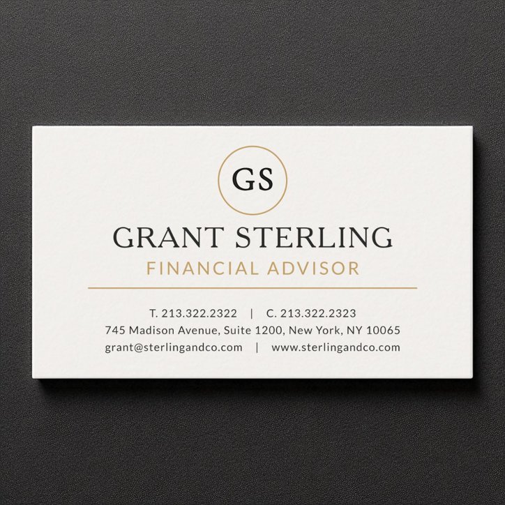 Financial Advisor White Gold Luxury Business Card