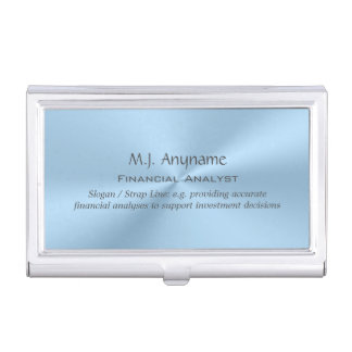 Financial Analyst luxury ice blue chrome-effect Business Card Holder