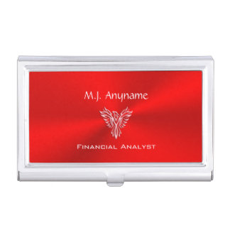 Financial Analyst luxury red chrome-effect Case For Business Cards