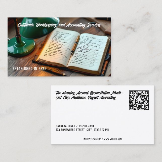 Financial Bookkeeper Custom QR Business Card (Front/Back)