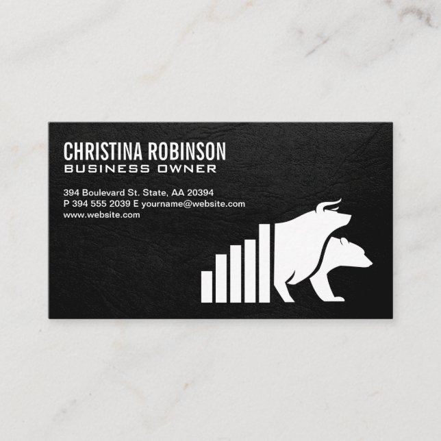 Financial Bull Bear Graph | Stocks Business Card (Front)