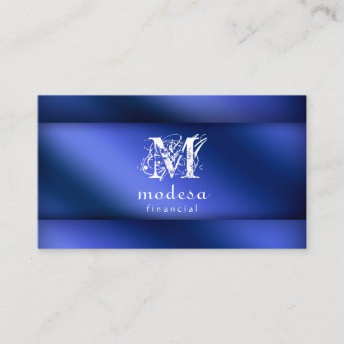 Financial Business Cards Blue Metallic