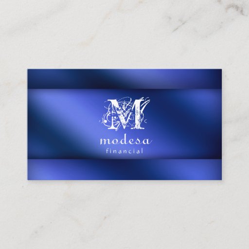 Customizable Financial Business Cards Blue Metallic
