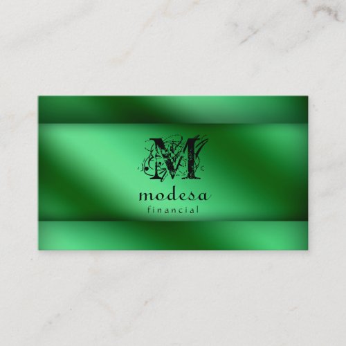 Financial Business Cards Green Metallic