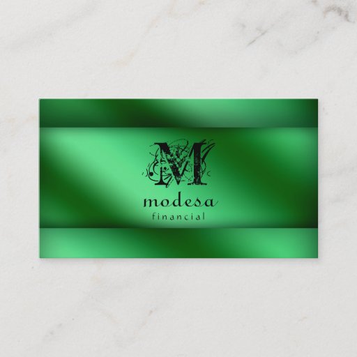 Customizable Financial Business Cards Green Metallic